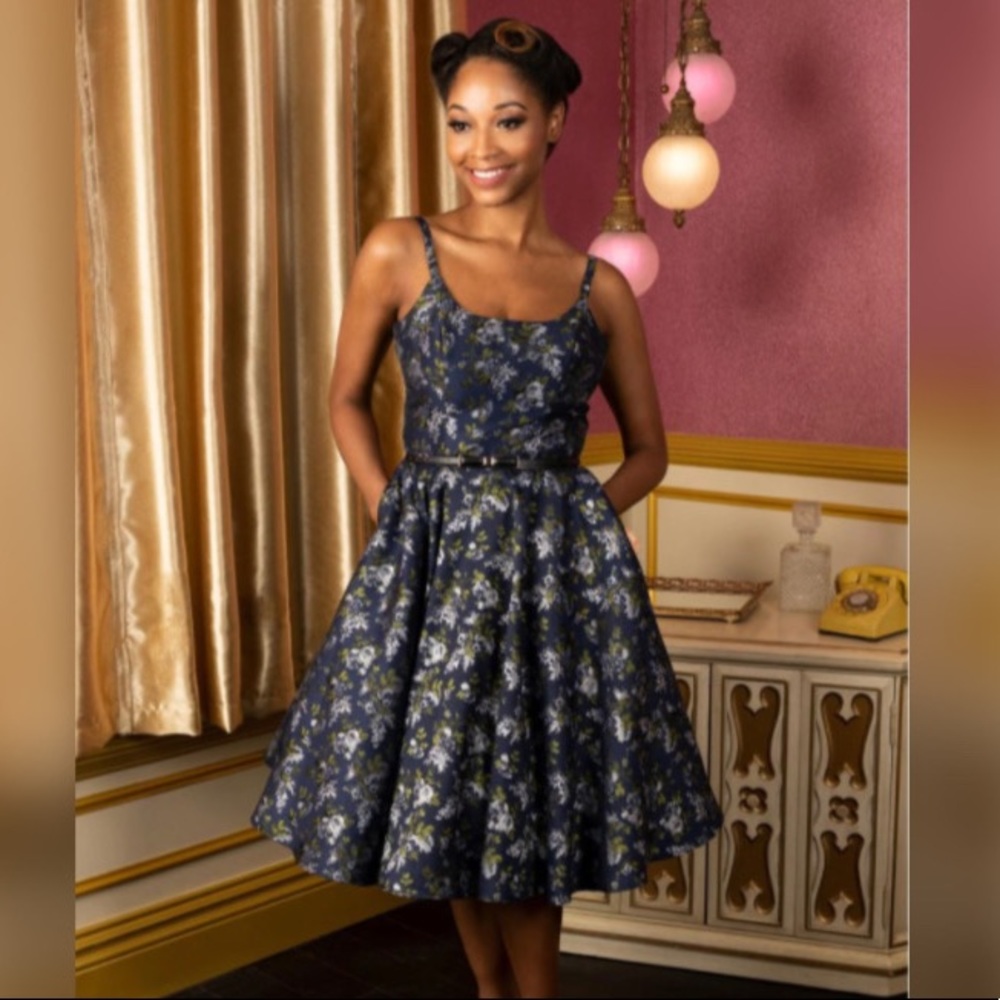 BNWT Tatyana Tailor and Twirl Peggy Peony Brocade Swing Dress